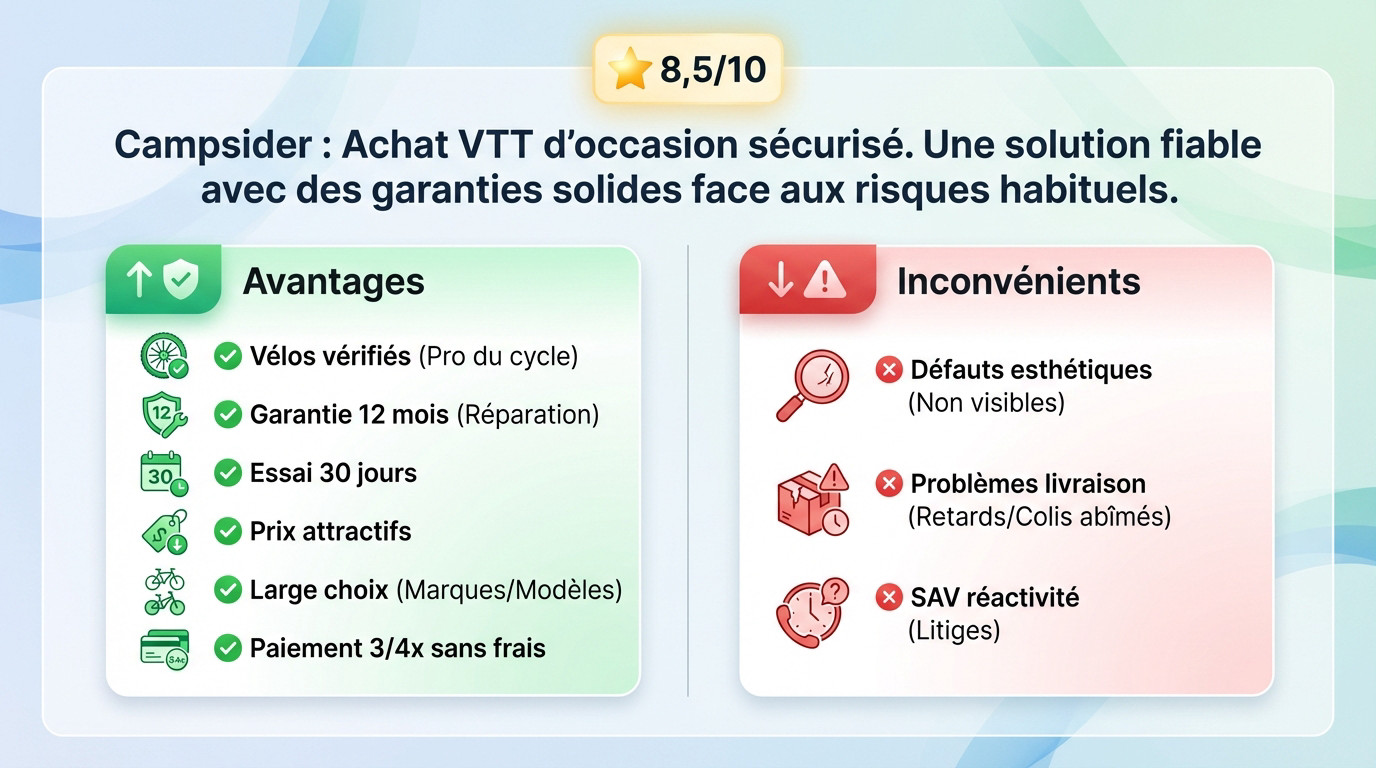 Avis Campsider achat VTT d'occasion sécurisé et garanti