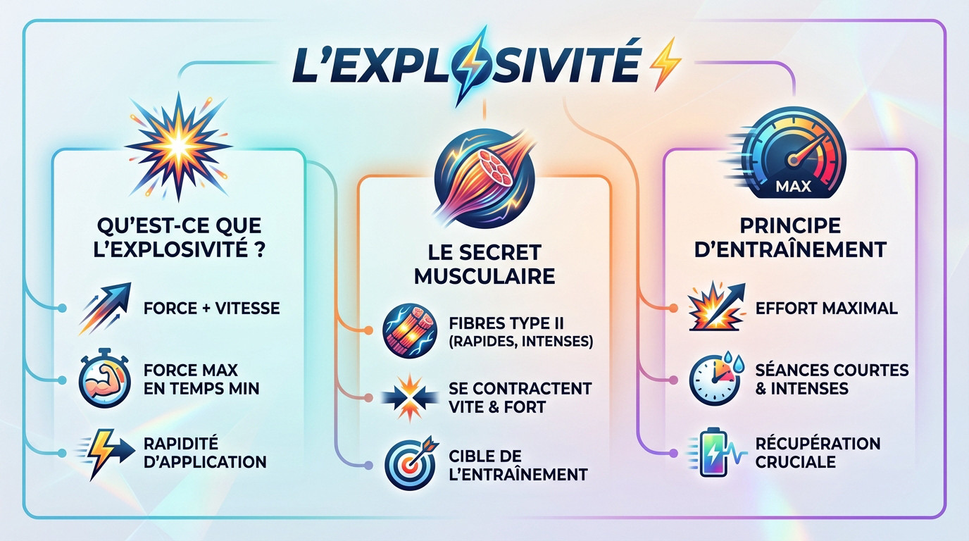 Schéma explicatif de l'explosivité musculaire et des fibres rapides pour un sprint