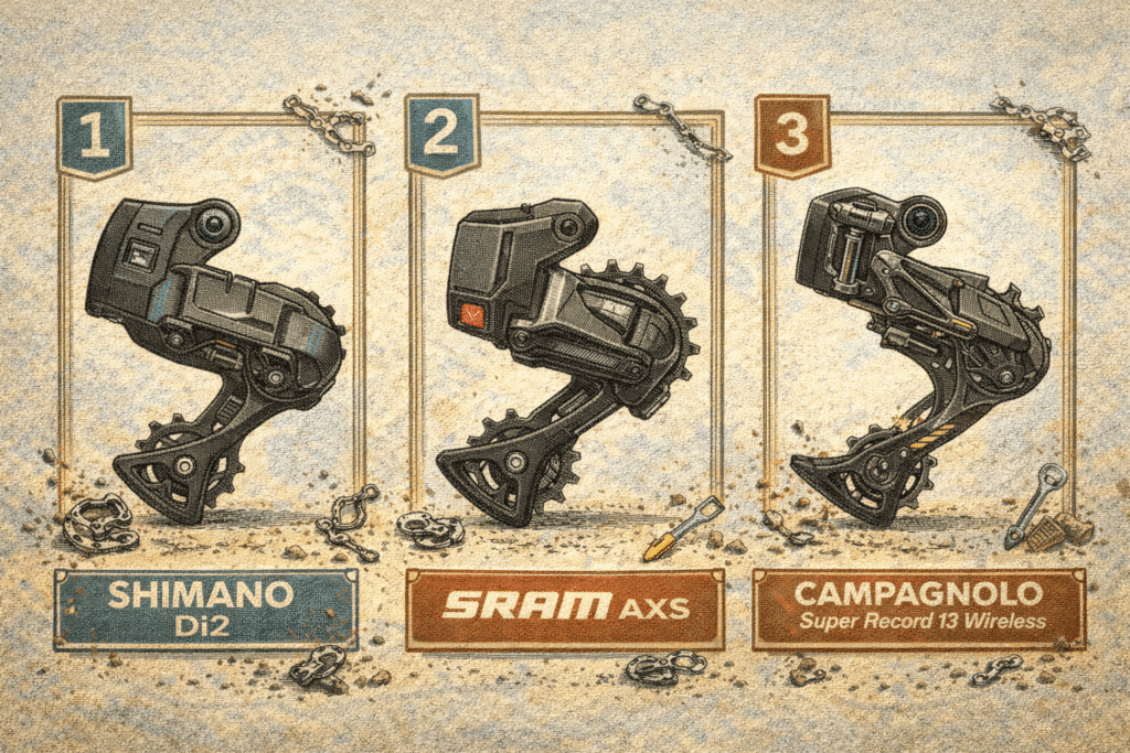 illustration des 3 géants du marché des dérailleurs électriques