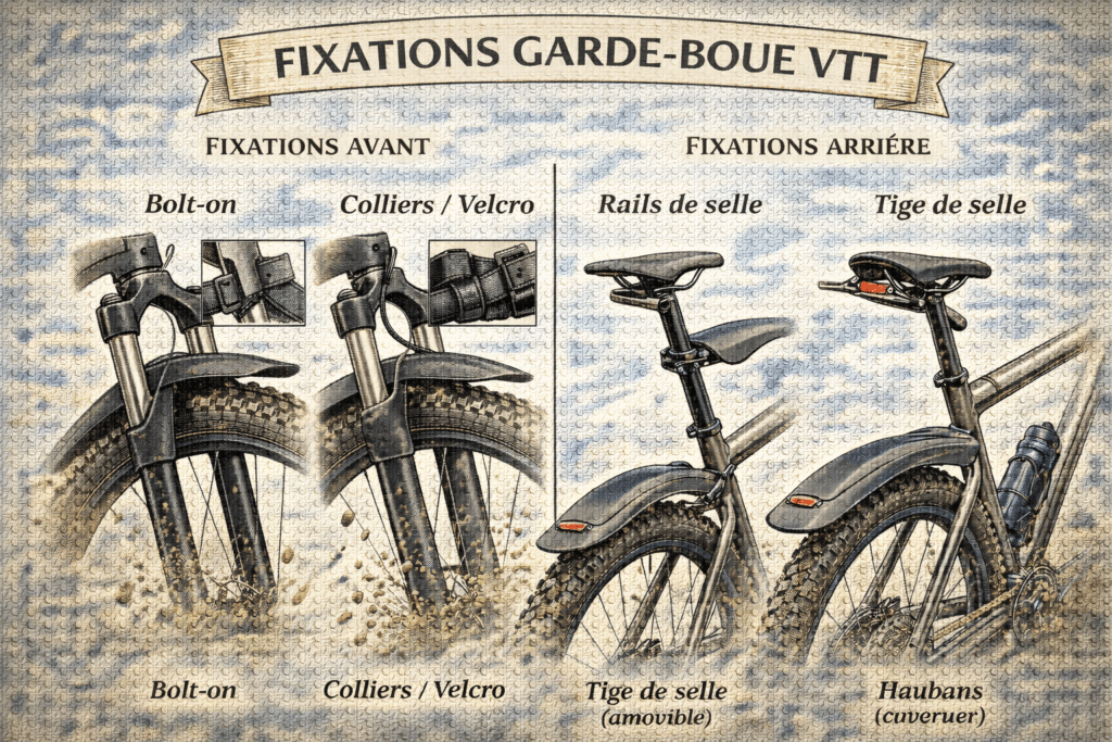 Bolt-on et fixation rails de selle